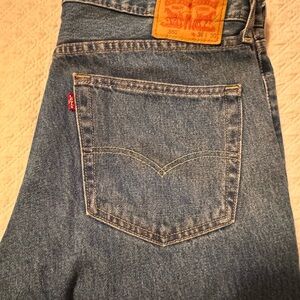 Levi's Men's Light Blue Straight Jeans with Leather Patch